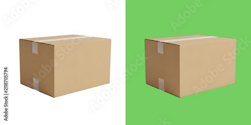 Two identical cardboard boxes with tape
