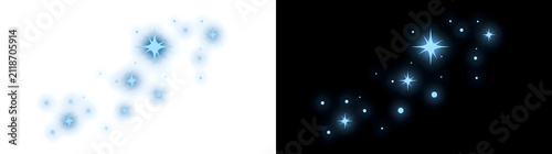 Obraz na płótnie Twinkling stars scattered in soft blue light offering PNG, Transparent and Black