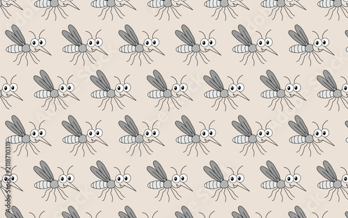 Seamless hand drawn mosquito pattern.