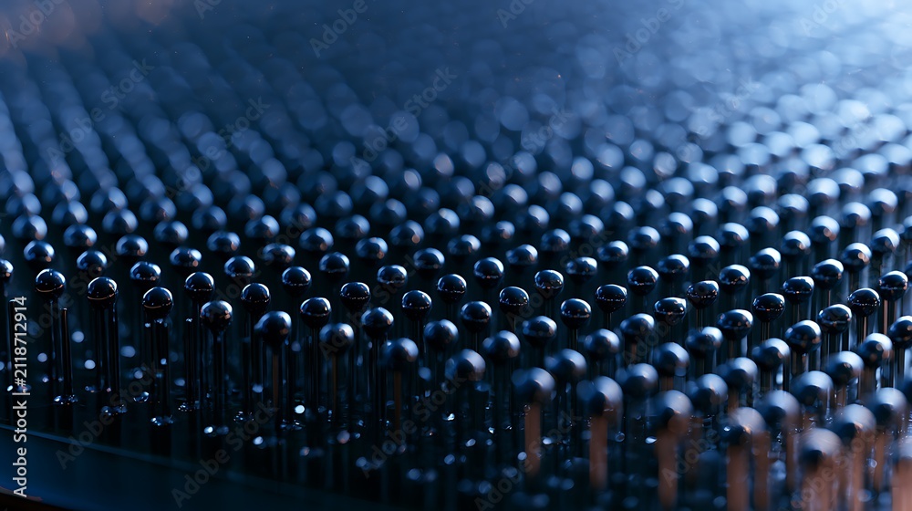 Fototapeta premium Macro view of many electronic semiconductor processor chip pins.
