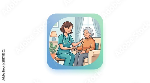 Nurse caring for senior woman.