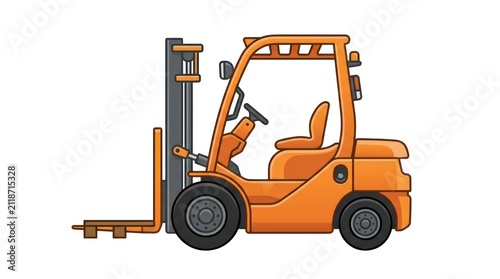 Orange forklift equipment industrial vehicle.