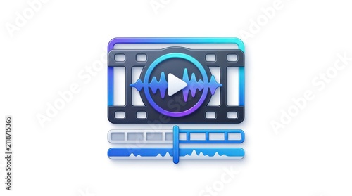 Play button on video timeline interface.