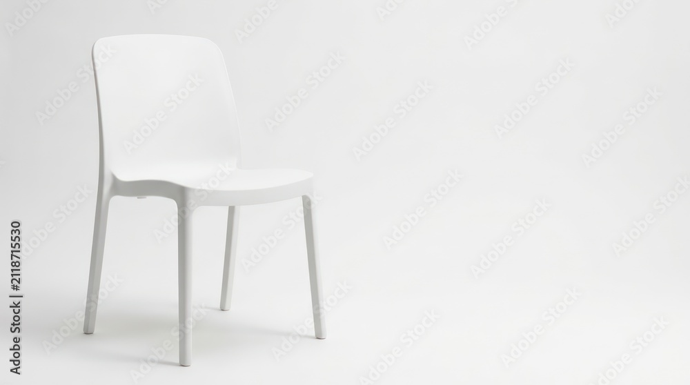 Fototapeta premium Single white chair in empty space.