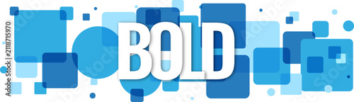 Bold text over blue abstract geometric shapes representing confidence strength and modern design solutions for business branding