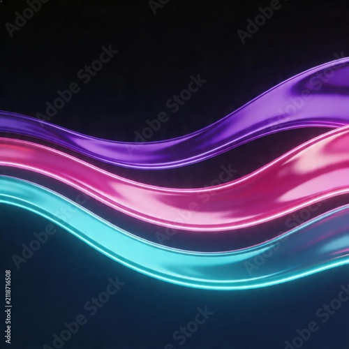 colorful neon waves abstract art