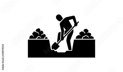 Self-Sabotage Editorial Concept Man Digging Grave Vector