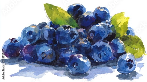 A basket of blueberries on white background