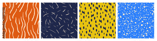 Abstract seamless patterns in modern style. Endless hand-drawn textures, back...