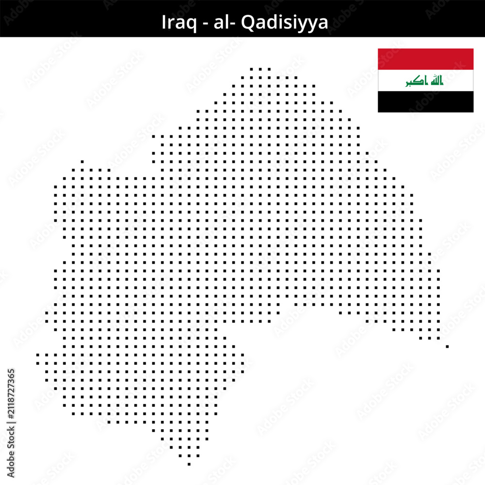 Obraz premium Map of Iraq region al-Qadisiyya in small size square dots