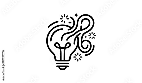 Fotografía Creative Improvisation Line Icon Vector with Lightbulb and Abstract Inspiration