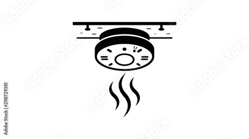Smoke detector alarm symbol, fire safety warning, home security icon