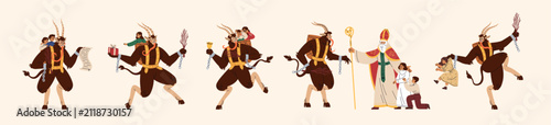 Foto Scary krampus, Christmas pagan devil set