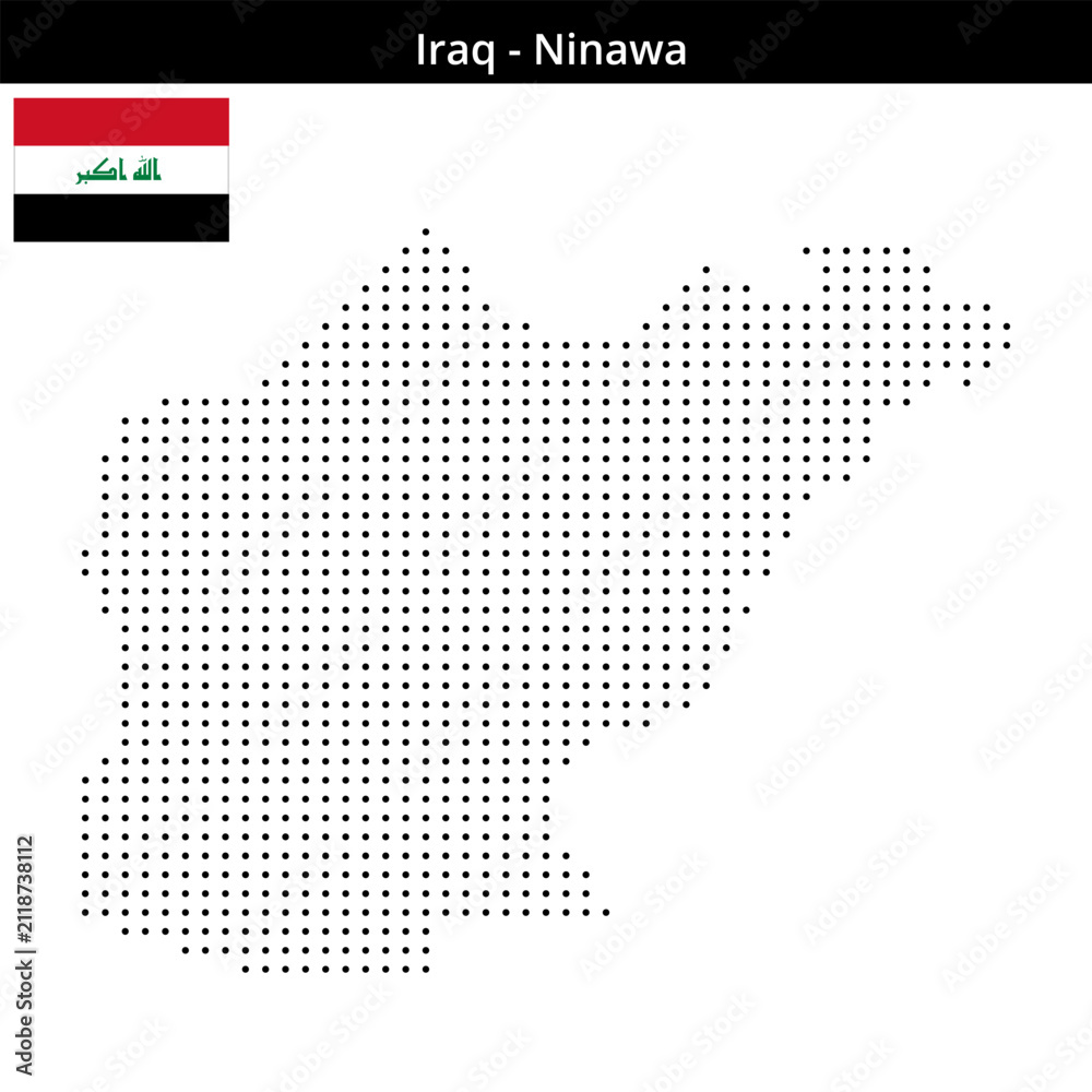 Fototapeta premium Map of Iraq region Ninawa in small size dots