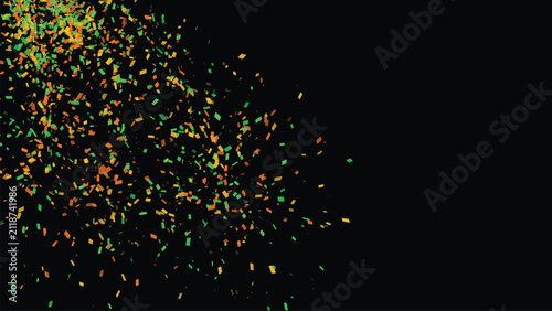 Confetti Pieces in Vibrant Colors Scattered on a Black Background Featuring Celebration, Party, Festive with Colorful and Glitter