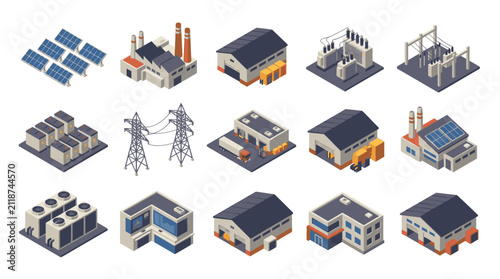 Isometric Industrial Buildings and Infrastructure Collection.