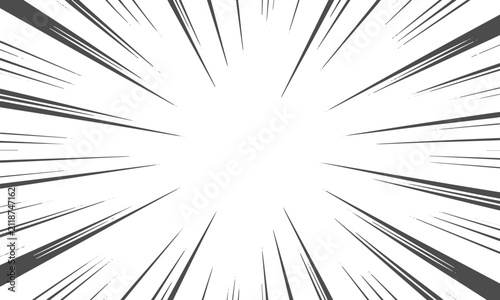 Abstract manga radial speed lines for comic book action zoom effect in black and white vector illustration