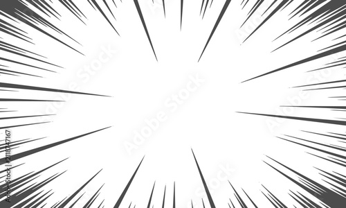 Dynamic anime motion action lines with central copy space for comic books in black and white vector illustration