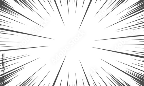 Intense manga radial speed lines bursting from center for anime action effect in black and white vector illustration