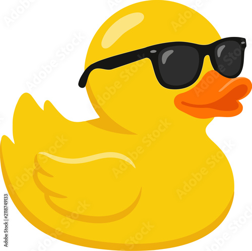 Yellow rubber duck with sunglasses