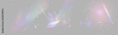 Brilliant crystal refraction produces a colorful rainbow spectrum. Lens flare, holographic glow and subtle light leaks the luminous composition. Vector illustration with realistic optical effects png.