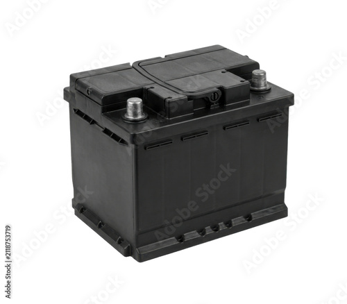 Automotive car battery isolated on a white background for power and energy needs