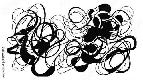 abstract black and white tangled swirling lines chaotic modern art