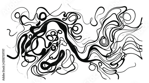 black abstract swirling lines and shapes on dark background flowing organic pattern artistic design
