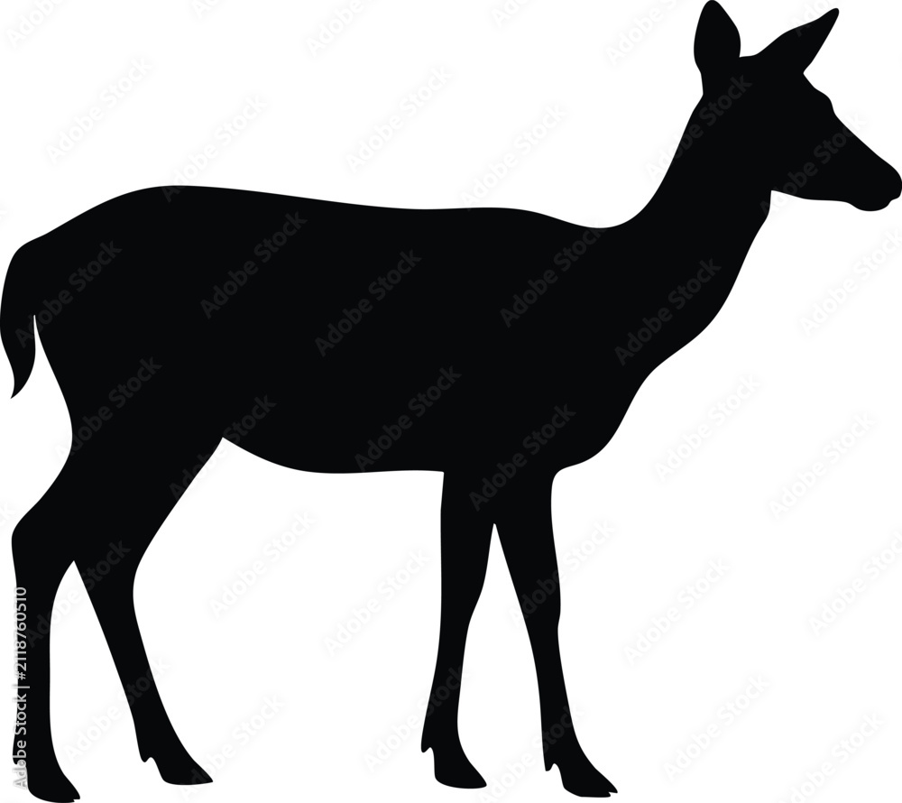 Fototapeta premium Black Deer Silhouettes Collection – Standing & Running Wildlife Vector Set
