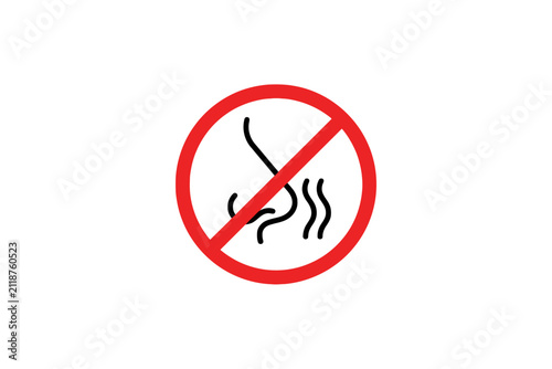 No Smell Sign Icon with Red Prohibition Circle
