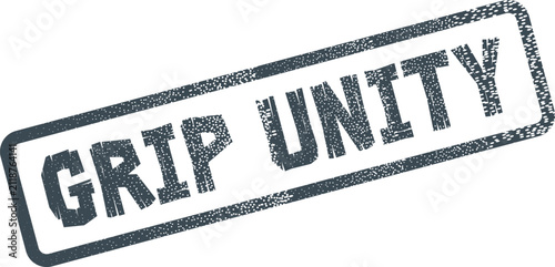 фотографія Authoritative gray GRIP UNITY rubber stamp representing cohesive teamwork and co