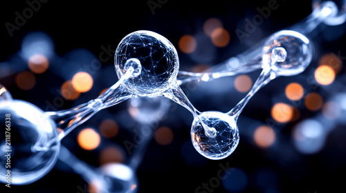 Microscopic view of a glowing glass-like virus cell structure