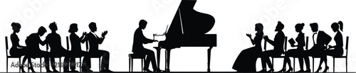 Fotografía Grand Piano Recital Performance Black Silhouette Audience Applauding Classical M
