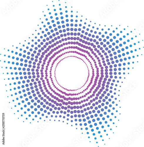 Abstract Circular Dot Pattern Graphic with Gradient Blue and Purple Halftone Effects for Modern Design Backgrounds
