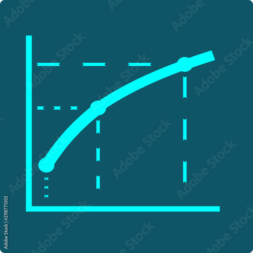 Quadro su tela Logarithm Icon – curved growth line flattening against axis with marked points