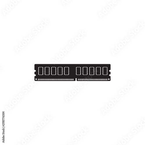 Computer Ram memory silhouette icon isolated on white background.