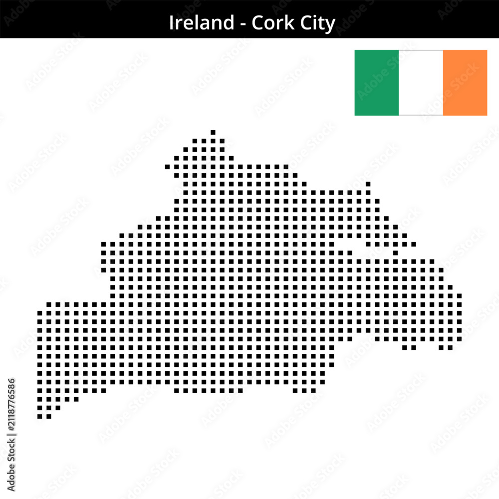 Fototapeta premium Map of Ireland region Cork-City in medium size square dots