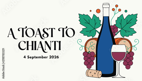 Canvastavla A toast to chianti wine event invitation design with bottle and glass
