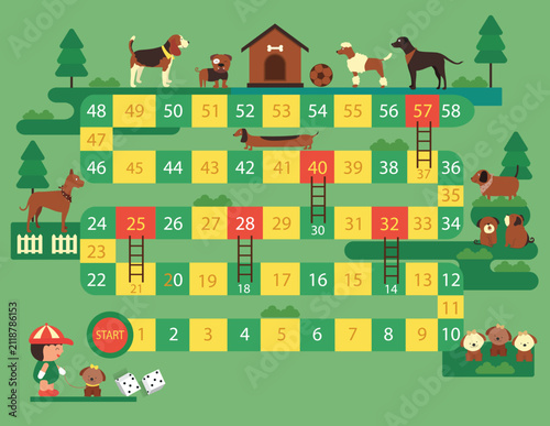 Frame of board game ,Funny frame,Board games,game walking.cute animal,pet,dog,Vector illustrations.