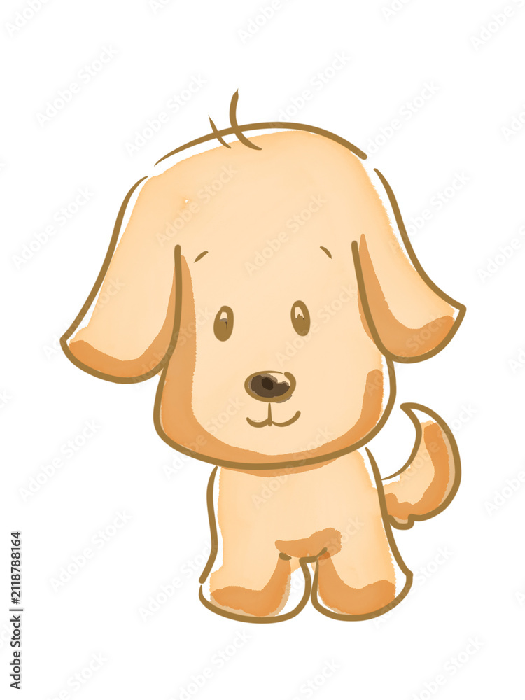 Fototapeta premium Golden retriever dog puppy cartoon illustration