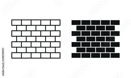 Brick wall icon in outline and solid style. Vector illustration