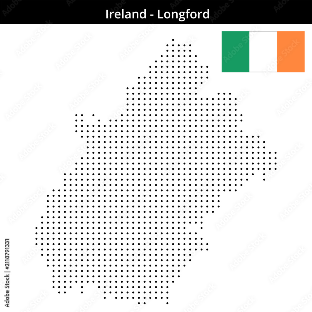 Obraz premium Map of Ireland region Longford in small size dots