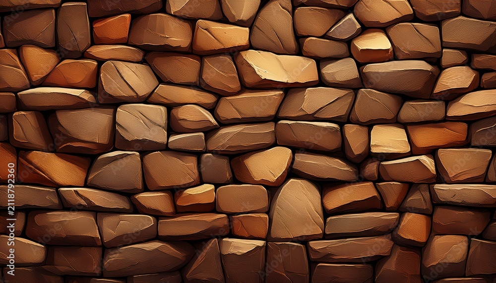 Fototapeta premium Brown Stone Wall Texture Background Jagged Rocks Form A Rough Surface Natural Stone Backdrop Ai Generated