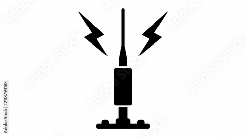 Antenna tower icon with signal lightning bolts.