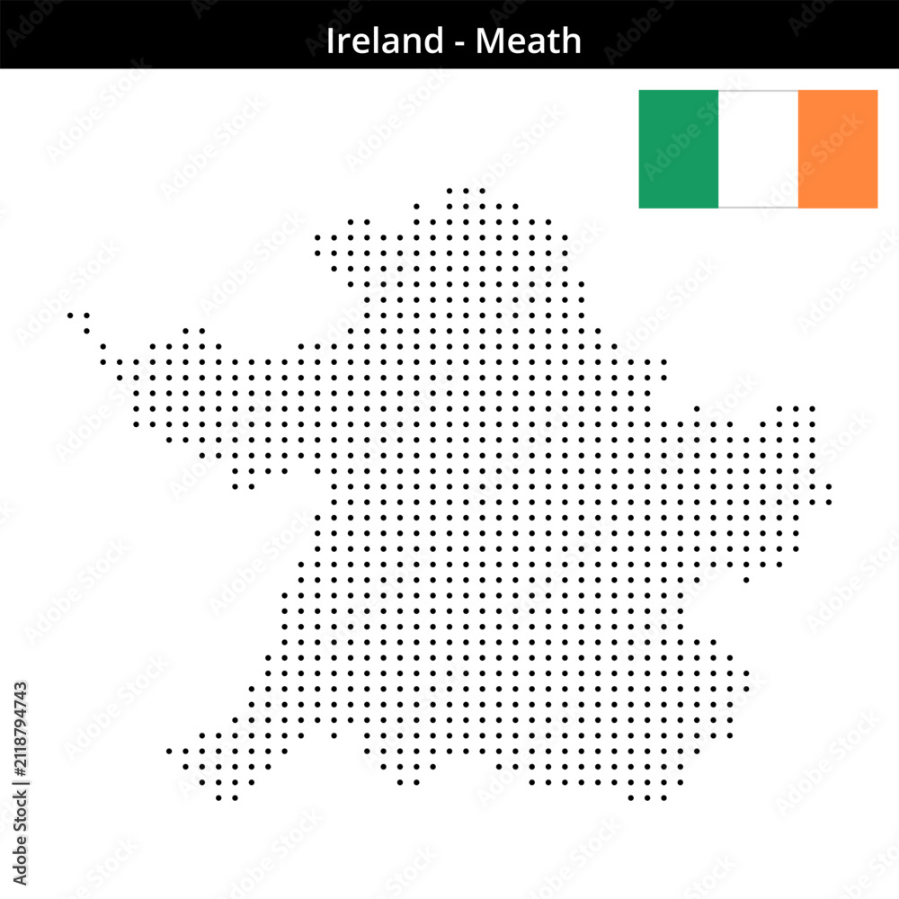 Obraz premium Map of Ireland region Meath in small size dots