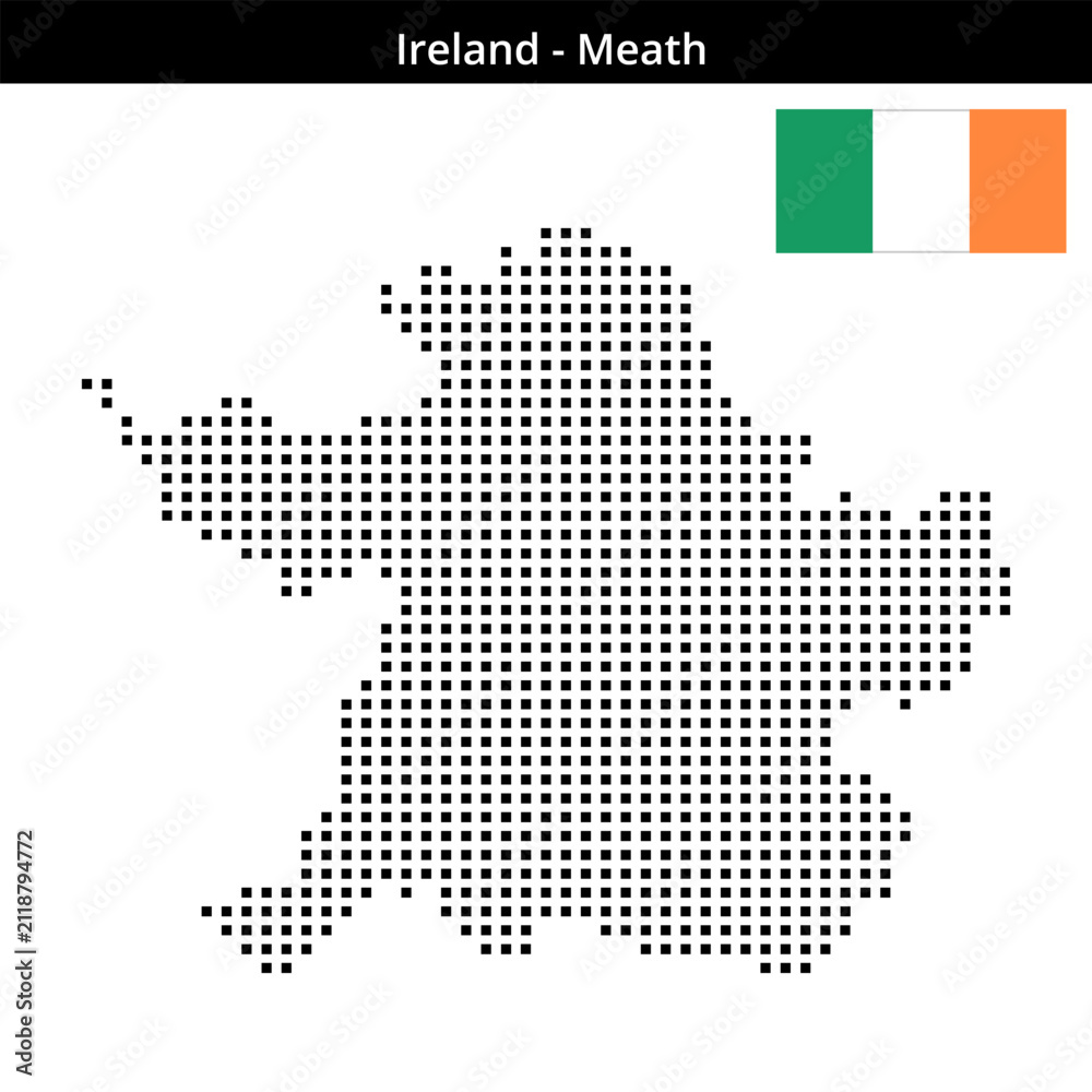 Obraz premium Map of Ireland region Meath in medium size square dots