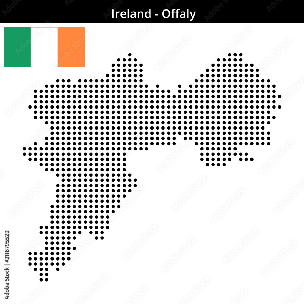 Obraz premium Map of Ireland region Offaly in medium size dots