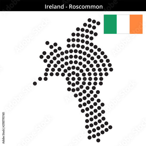 Obraz na plátně Map of Ireland region Roscommon in concentric large dots