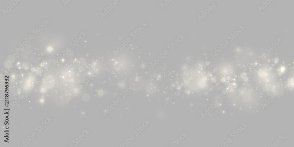 Obraz premium Shimmering gold dust scatters through glowing bokeh circles. Tiny sparkles and warm highlights create magical festive light. Perfect for luxury graphics. PNG.