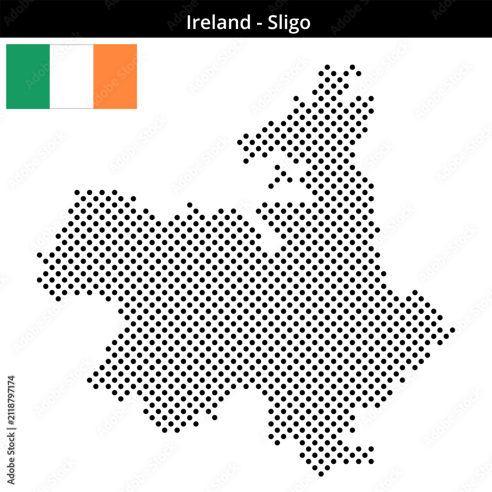 Fototapeta premium Map of Ireland region Sligo in medium sized cross shaped dots